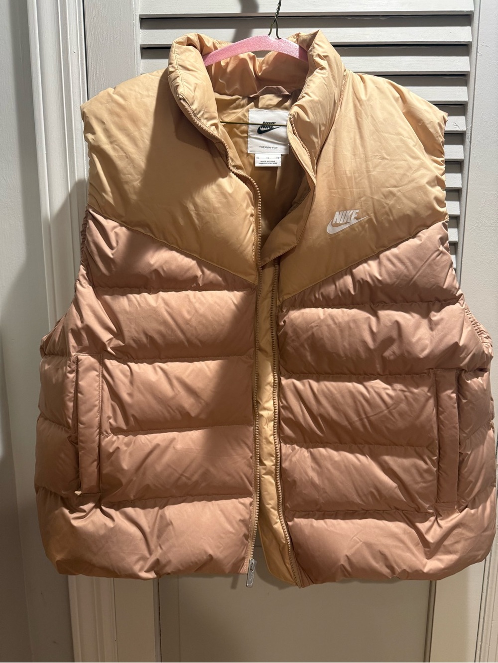 Nike Women's Two-Tone Beige & Blush Puffer Vest
